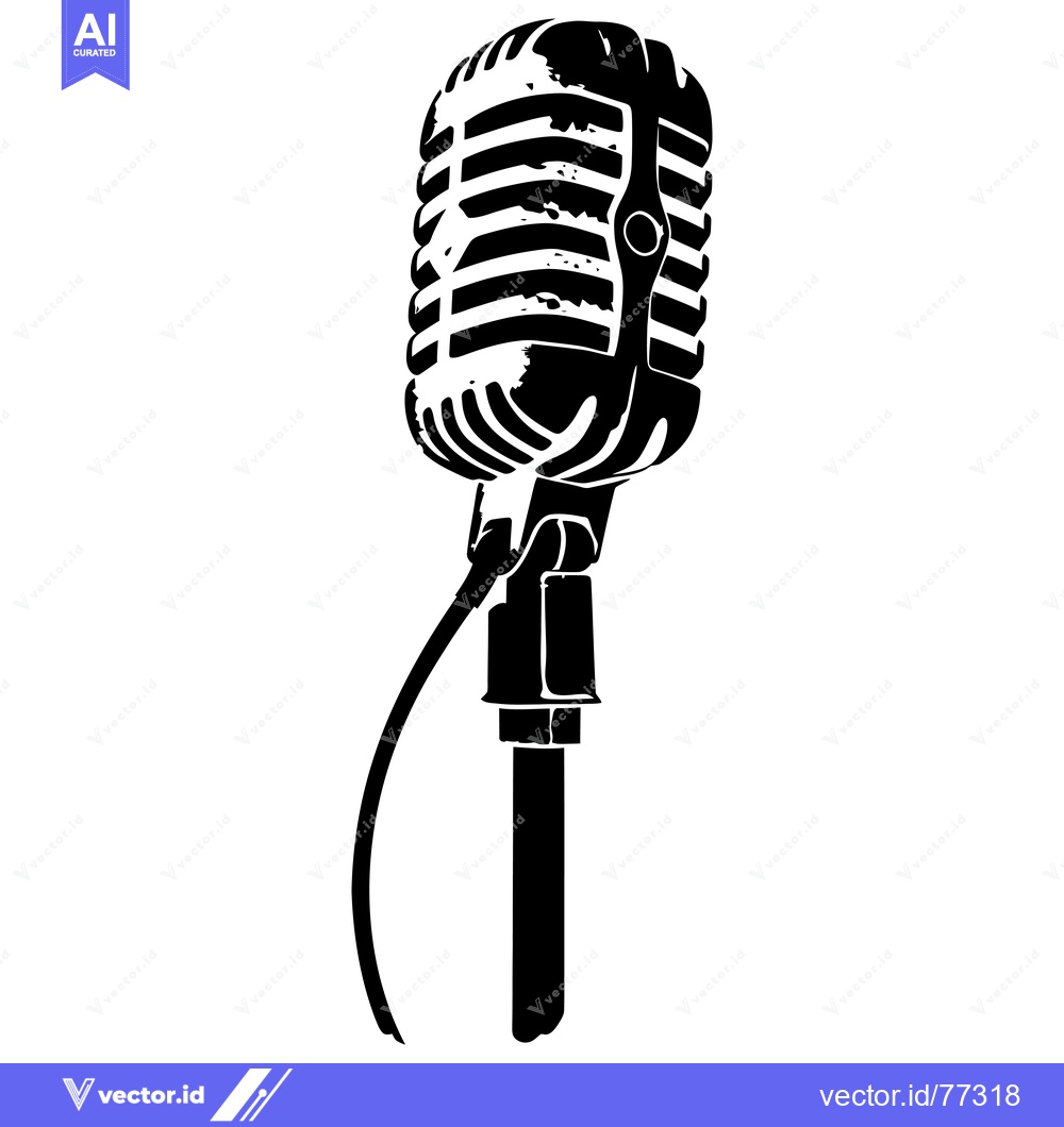 Premium Vector dari Vintage Microphone with a Stand and a Cable