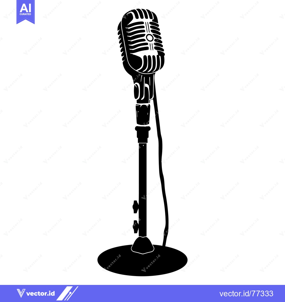 Premium Vector of A Black and White Silhouette of a Vintage Microphone on a Stand