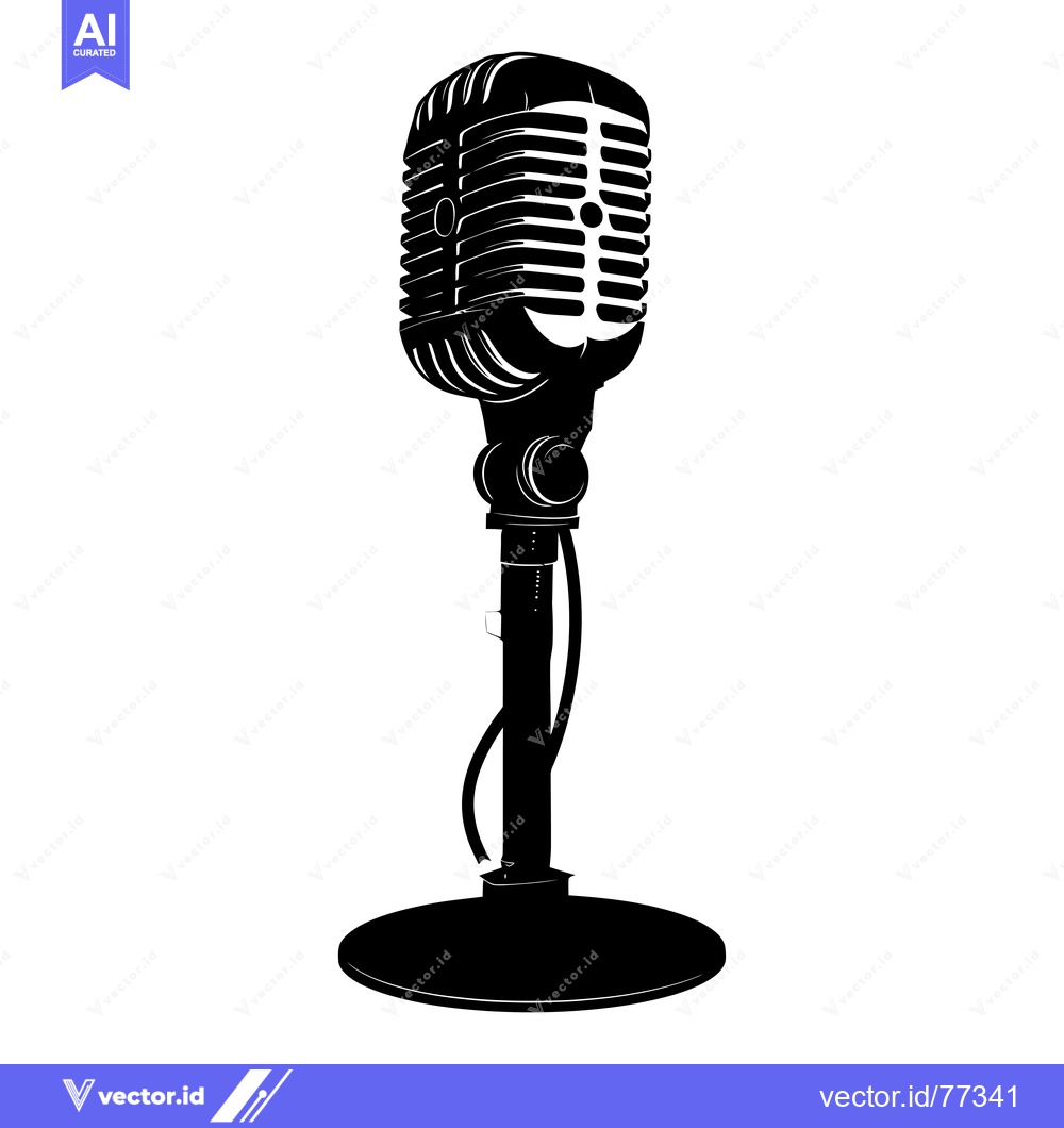Premium Vector of A Black and White Silhouette of a Vintage Microphone