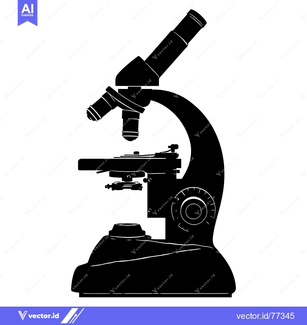 Premium Vector dari Black and White Silhouette of a Microscope