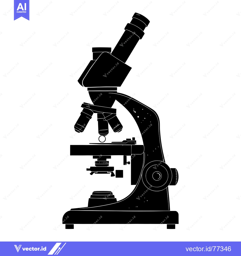 Premium Vector dari Black and White Silhouette of a Microscope
