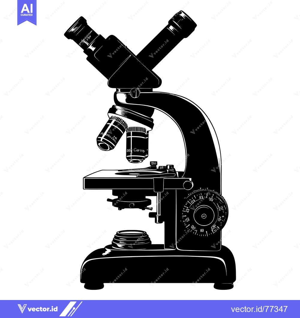 Premium Vector of Black and White Silhouette of a Microscope