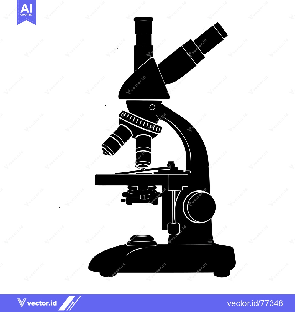 Premium Vector of Black and White Silhouette of a Microscope
