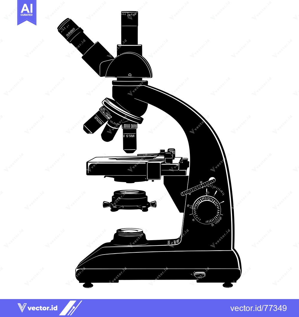 Premium Vector of Black and White Silhouette of a Microscope