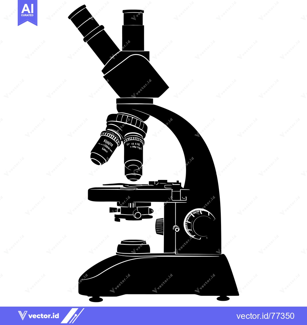 Premium Vector dari Black and White Silhouette of a Compound Microscope