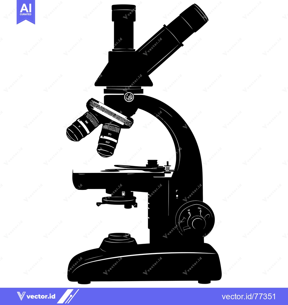 Premium Vector dari Black and White Silhouette of a Microscope