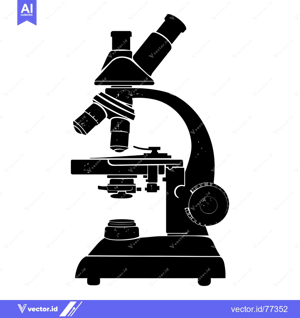 Premium Vector dari Black Silhouette of a Compound Microscope