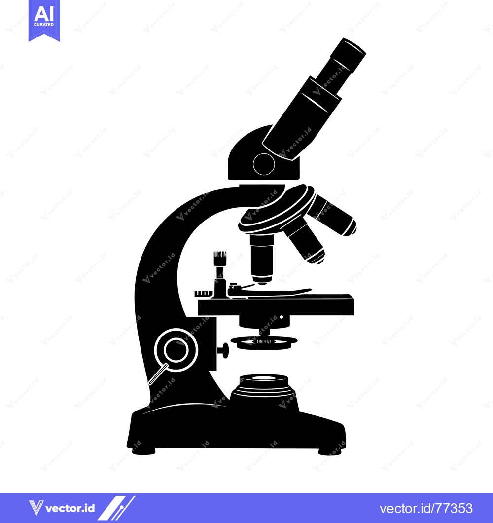 Premium Vector dari Black and White Silhouette of a Microscope