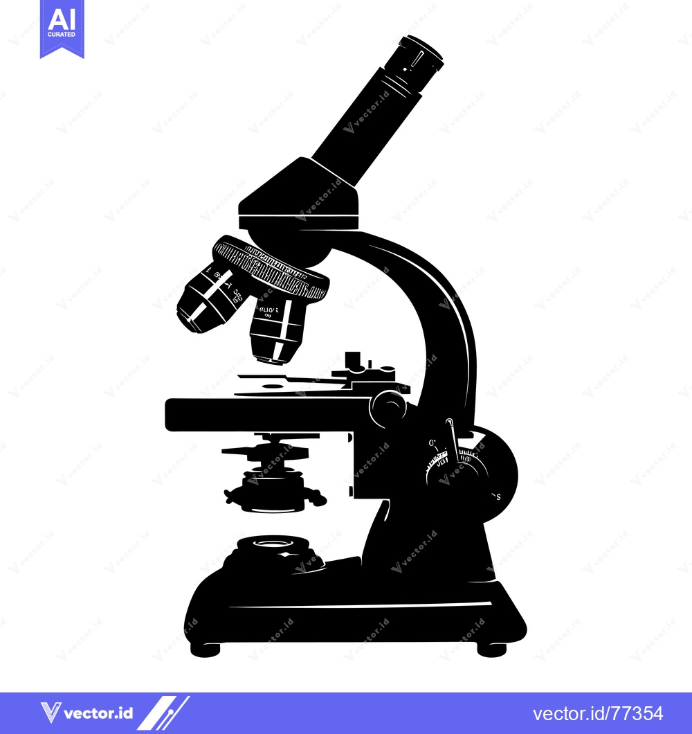 Premium Vector dari Black and White Silhouette of a Microscope