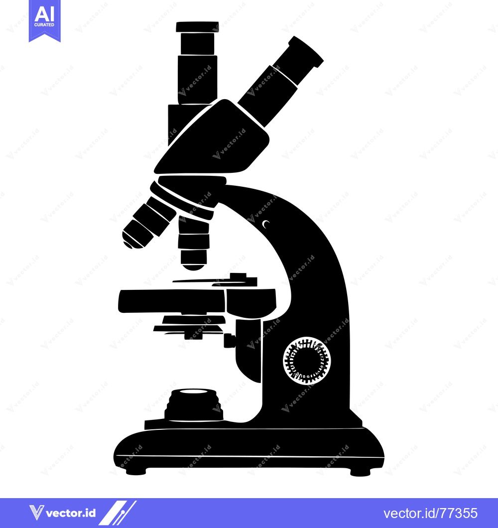Premium Vector dari A Black Silhouette Illustration of a Microscope