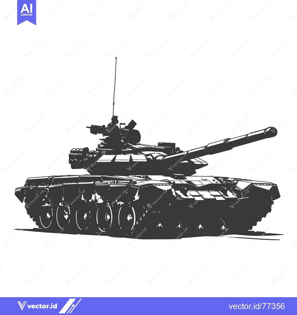 Premium Vector of A Silhouette of a Powerful Military Tank