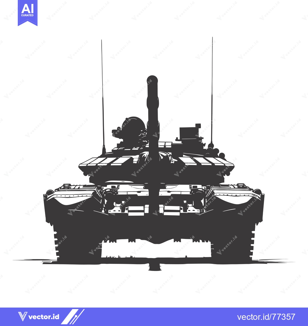 Premium Vector of A black and white silhouette of a tank, viewed from the front