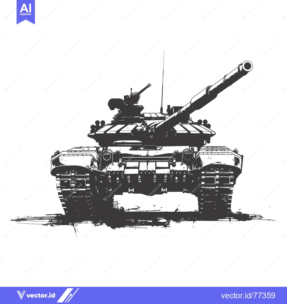 Premium Vector dari A Black and White Silhouette Illustration of a Tank