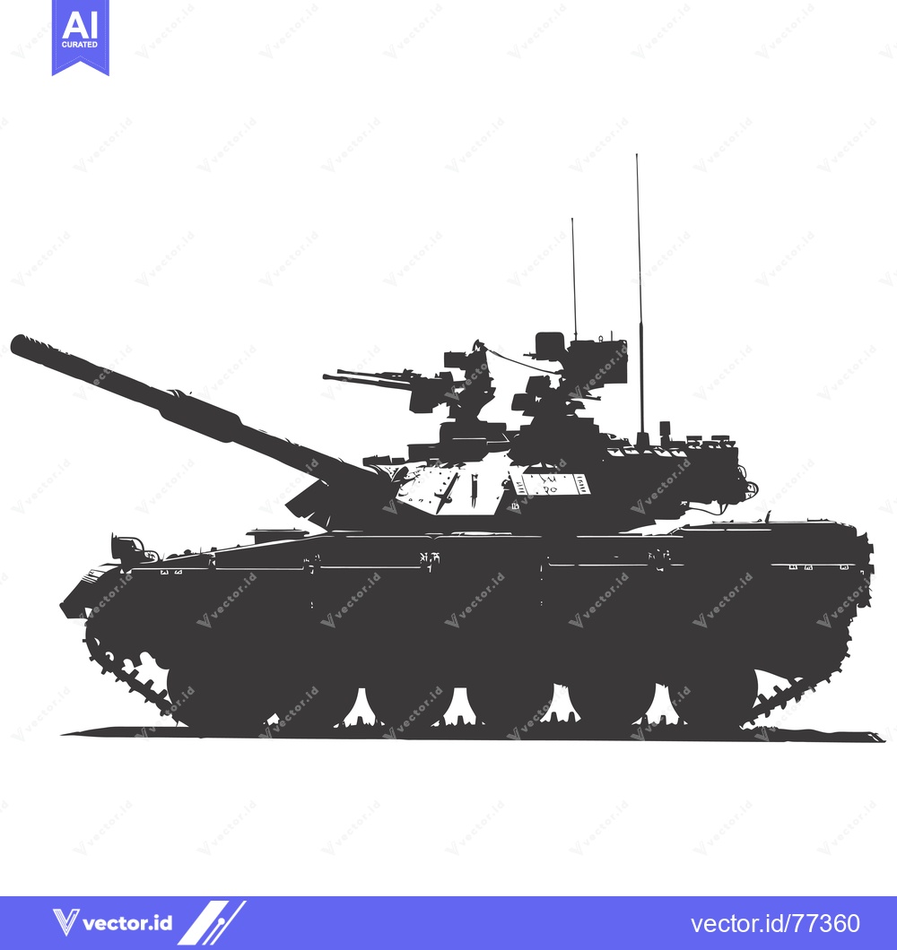 Premium Vector dari Silhouette of a Military Tank with Gun Turret and Tracks