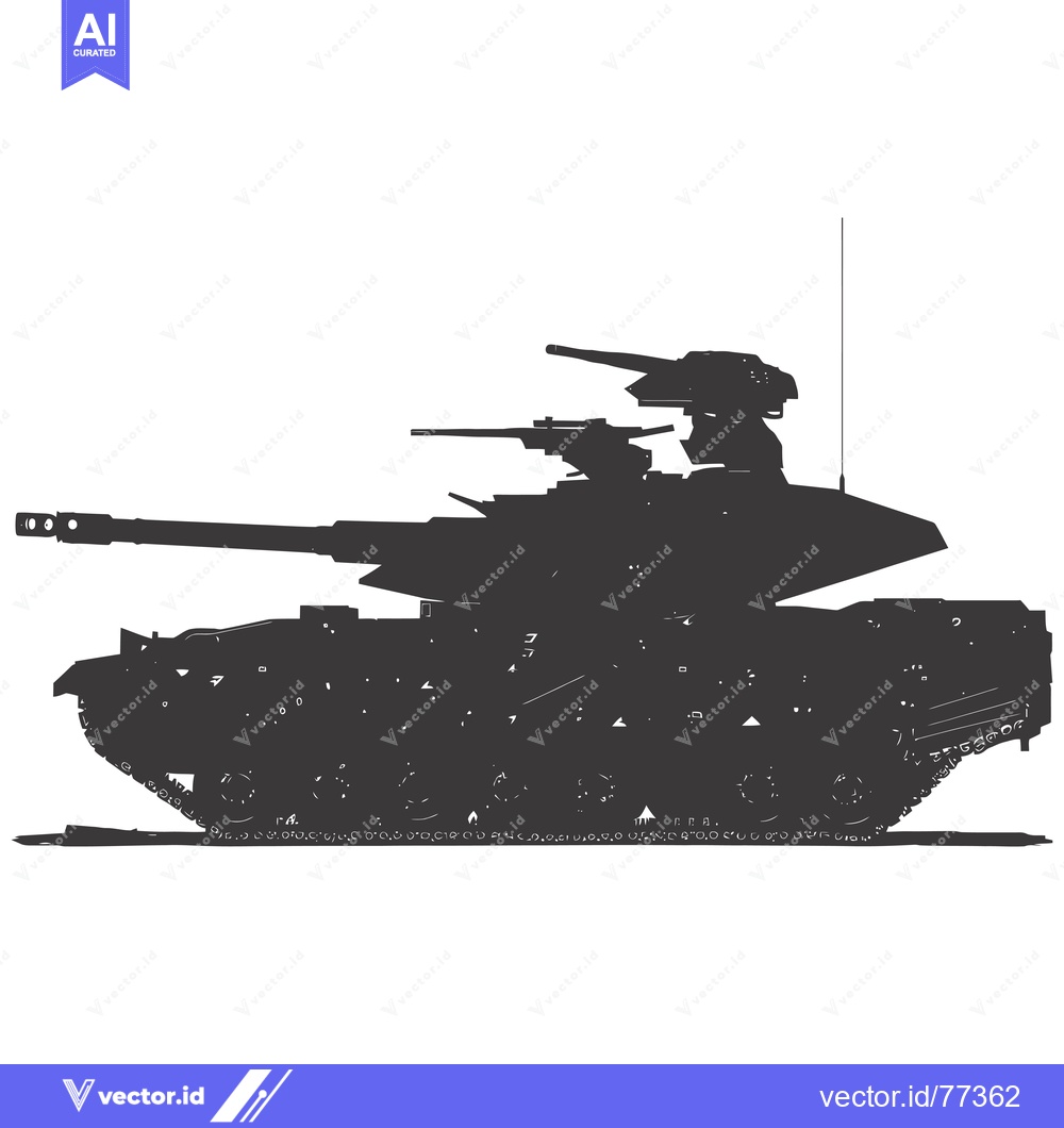 Premium Vector dari Silhouette of a Modern Military Tank with a Large Cannon