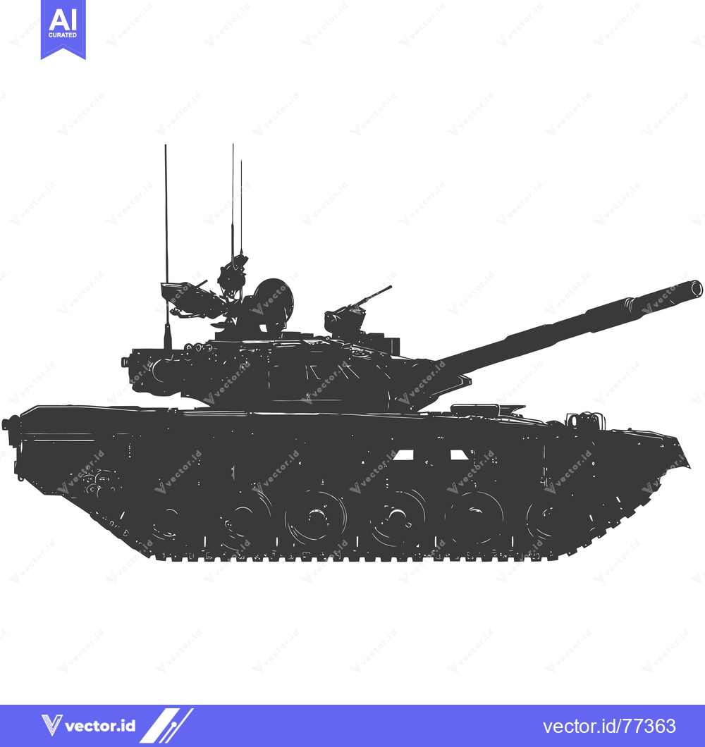 Premium Vector dari Silhouette of a Military Tank with a Long Barrel