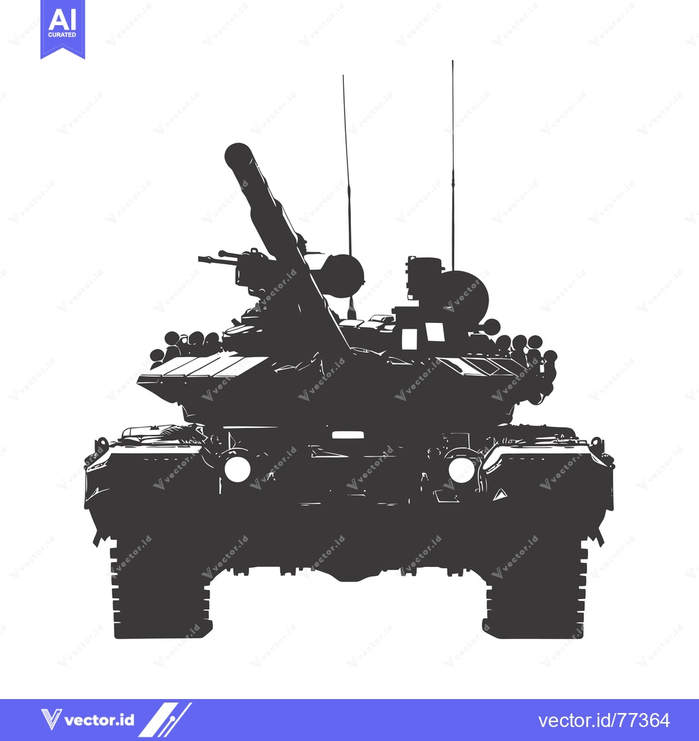 Premium Vector of Silhouette of a Military Tank with a Large Gun Facing Forward