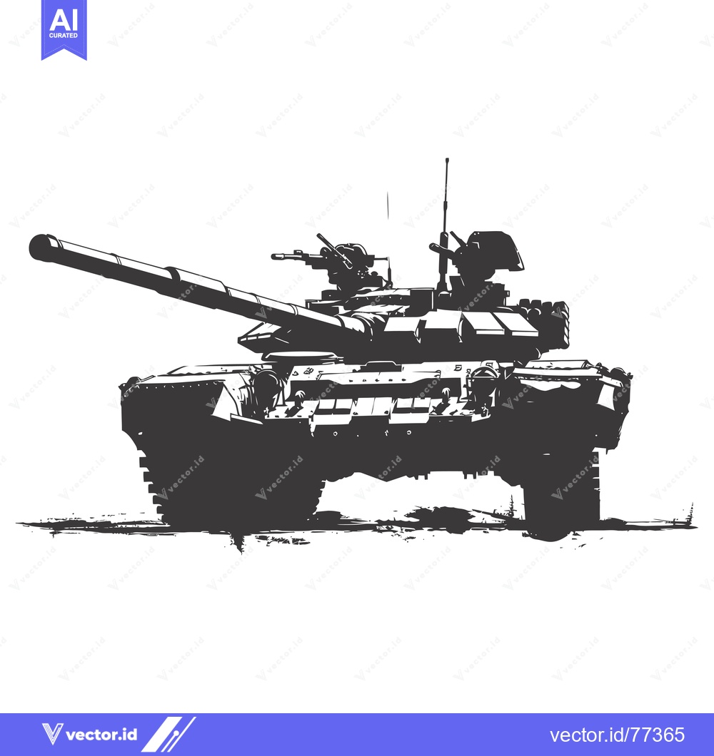 Premium Vector of Black and White Silhouette of a Military Tank