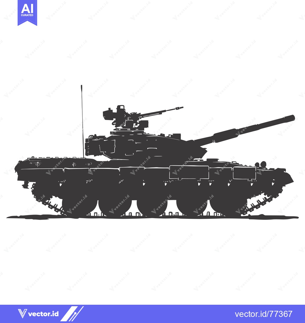 Premium Vector of Silhouette of a Modern Military Tank with a Large Cannon