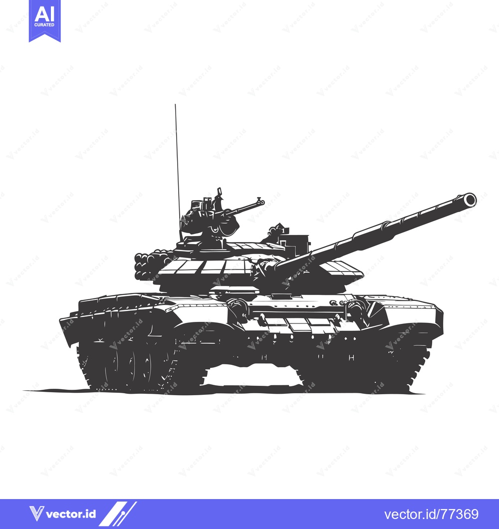 Premium Vector of A Black and White Illustration of a Russian T-72 Tank