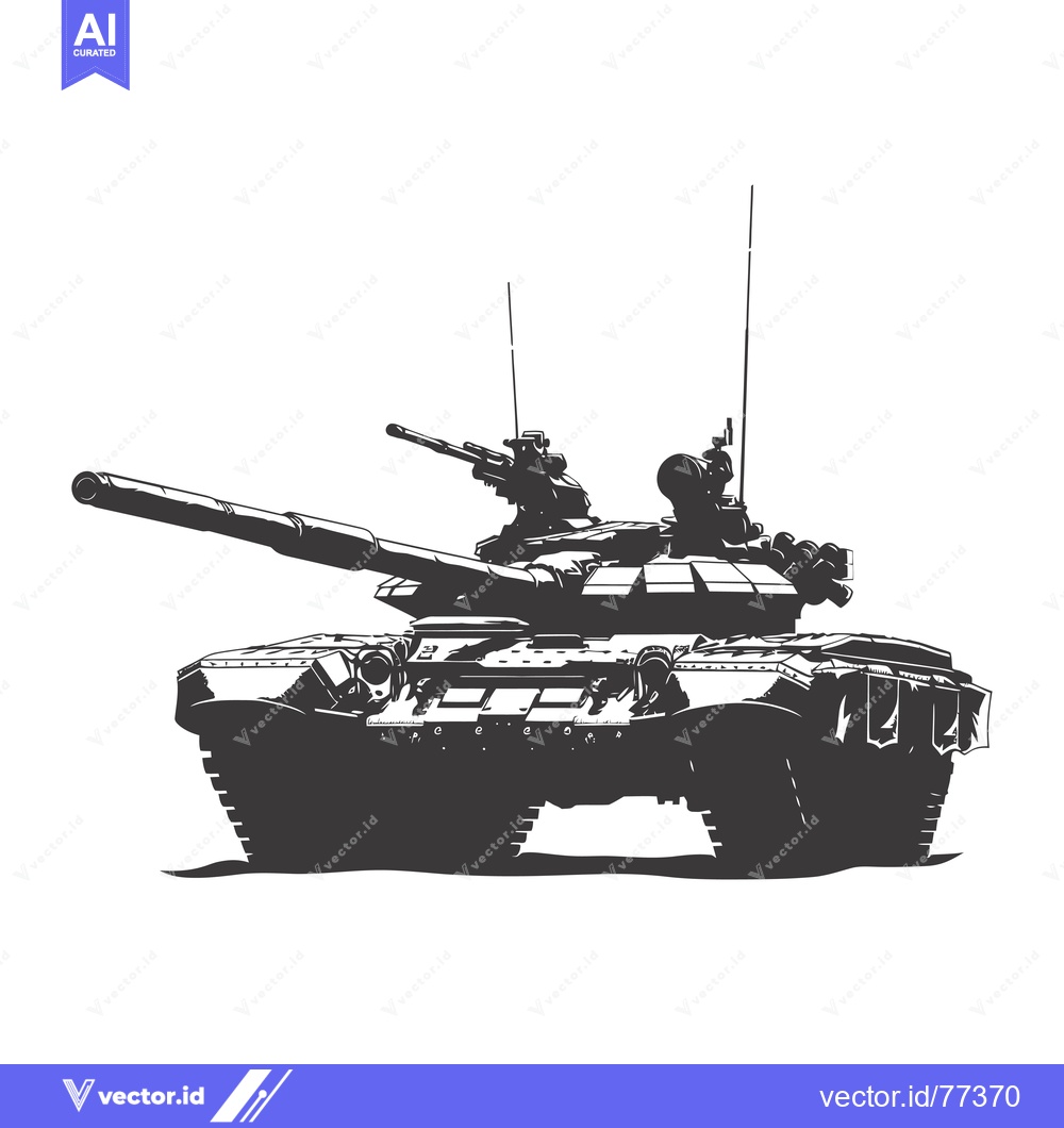 Premium Vector dari Black and White Silhouette of a Tank