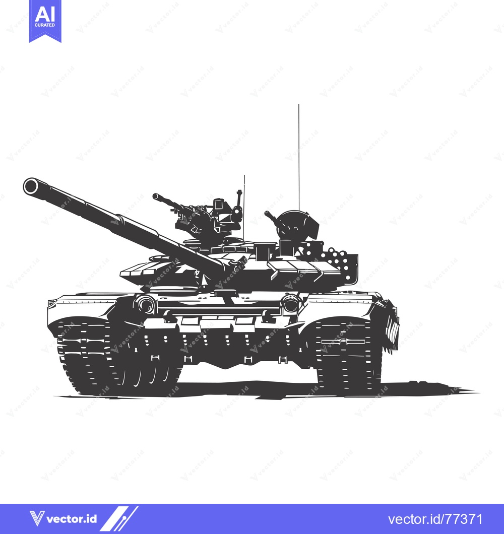 Premium Vector of A black and white silhouette of a military tank