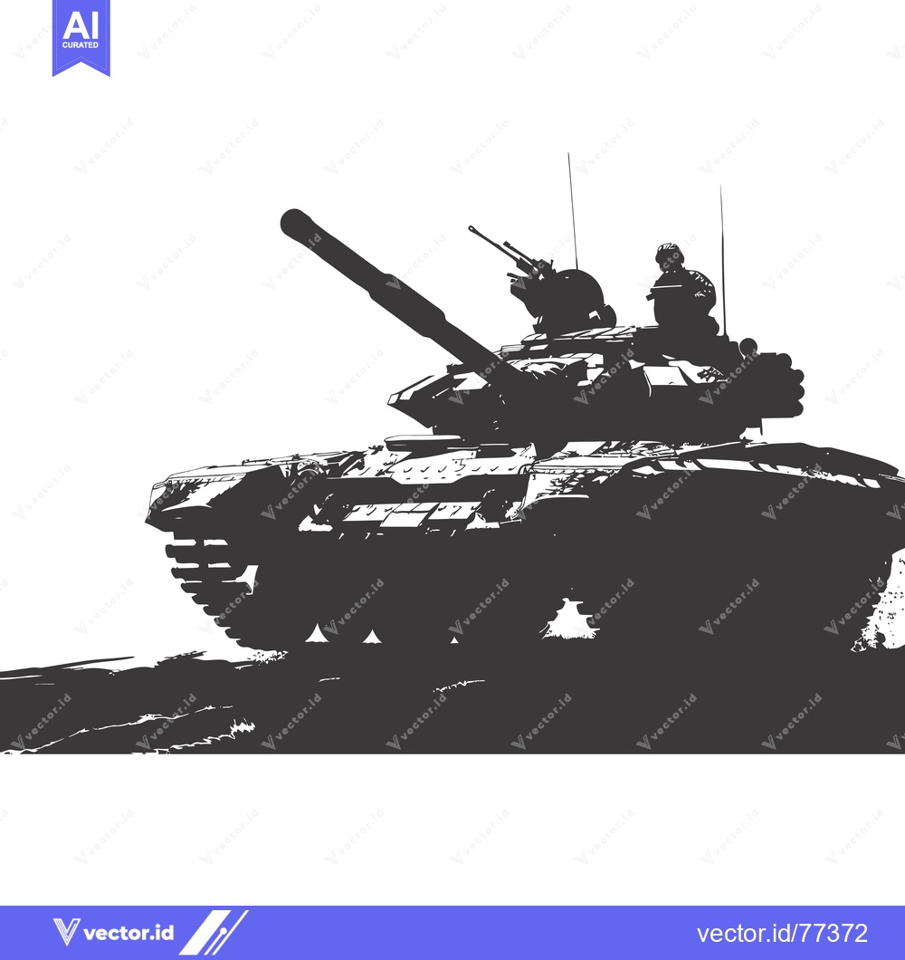 Premium Vector dari A Silhouette of a Tank with Soldiers on Top