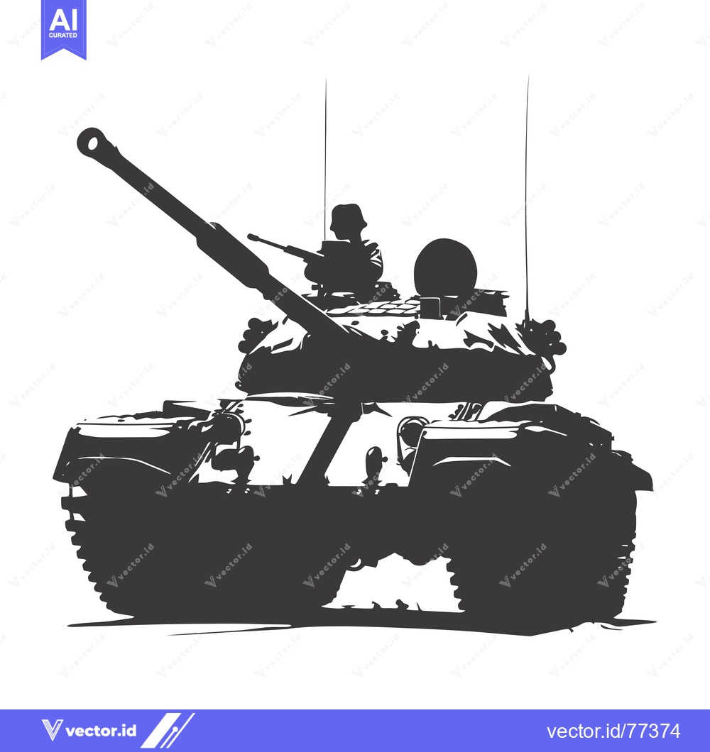 Premium Vector dari Silhouette of a tank with a soldier inside