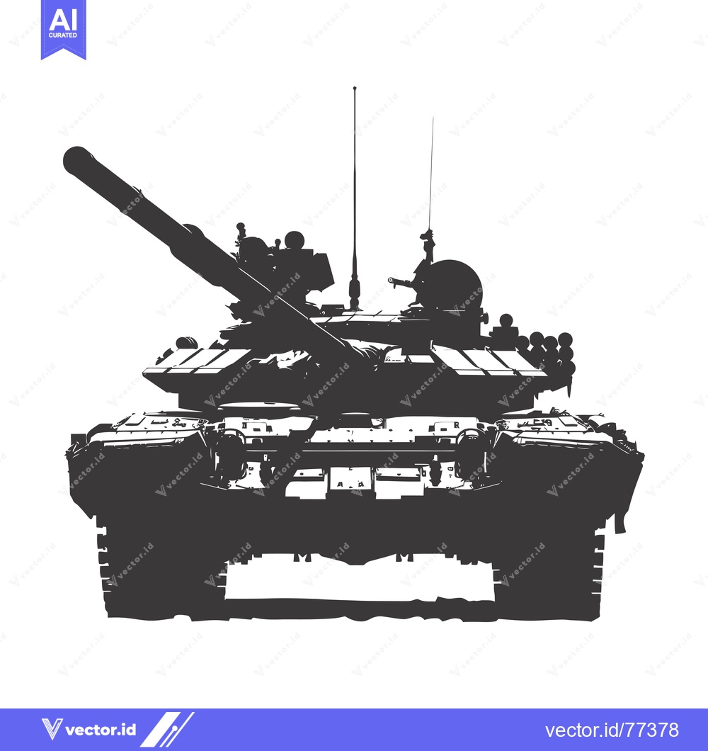 Premium Vector dari Silhouette of a Soviet T-72 Tank with Cannon Pointed Forward