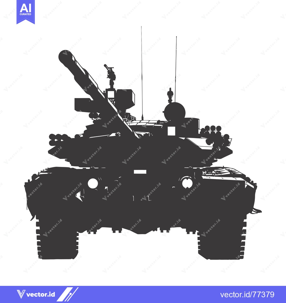 Premium Vector of A black and white silhouette of a military tank with a large cannon