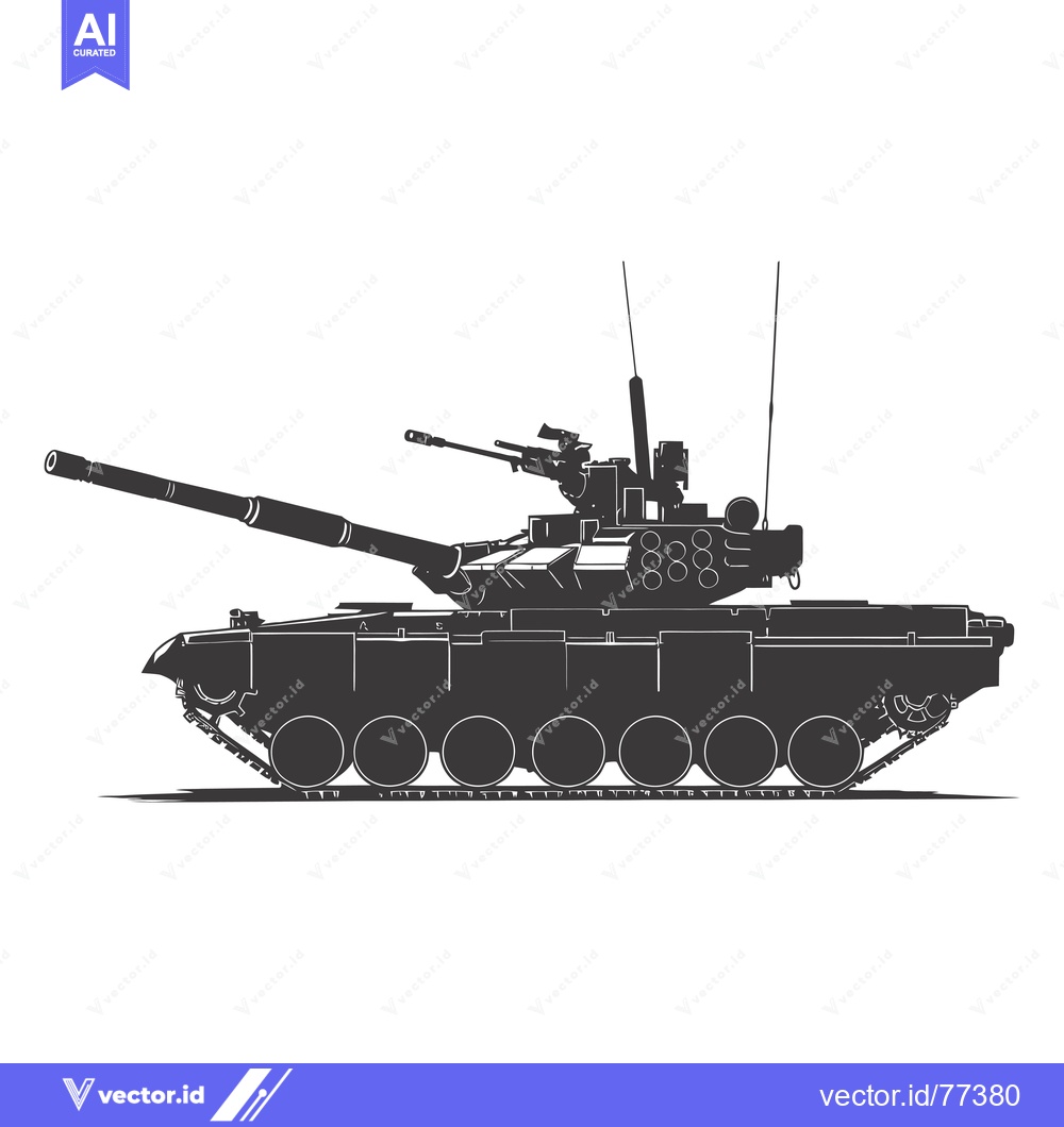 Premium Vector dari Black and White Silhouette of a Military Tank