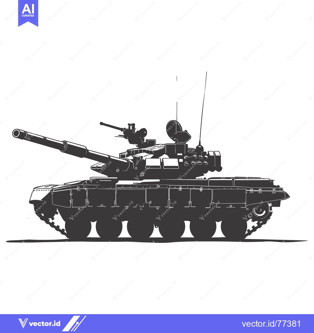 Premium Vector dari Black and white silhouette of a Soviet T-72 tank