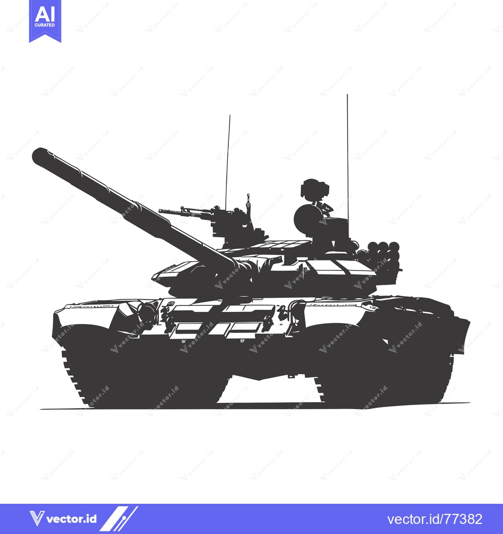 Premium Vector dari A Silhouetted Black and White Illustration of a Tank