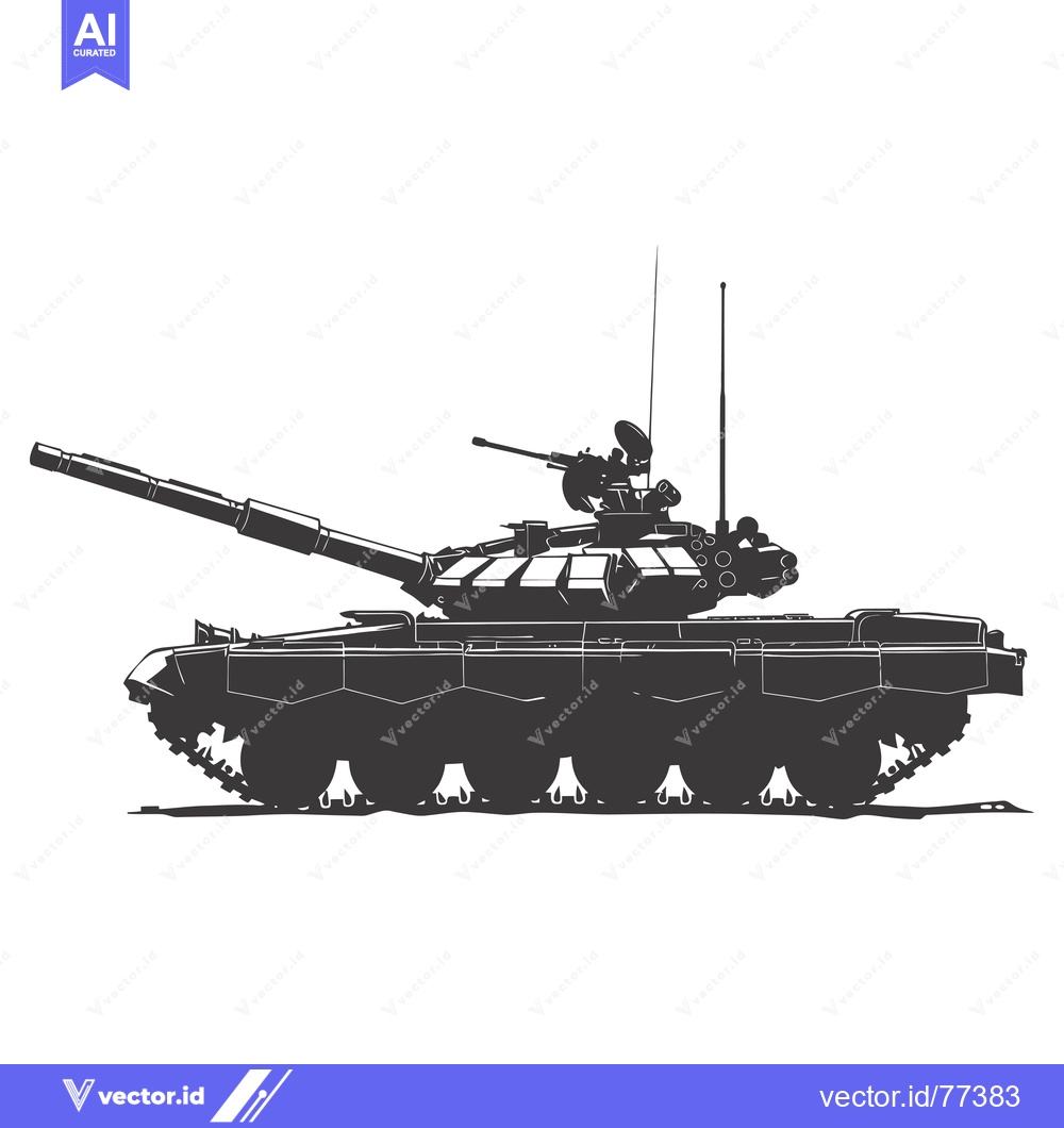 Premium Vector dari Silhouette of a Military Tank with a Long Barrel and Tracks