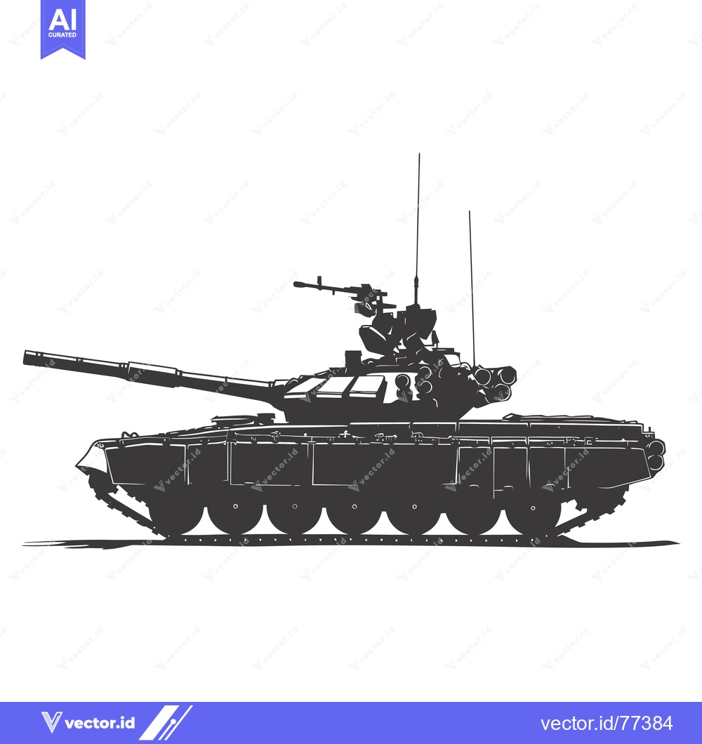 Premium Vector of A Silhouette of a Military Tank with a Large Gun Barrel