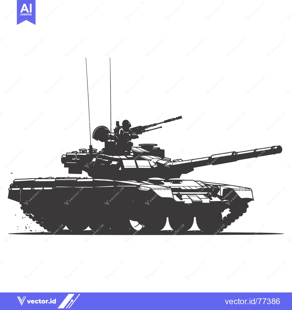 Premium Vector of A Black and White Silhouette of a Tank