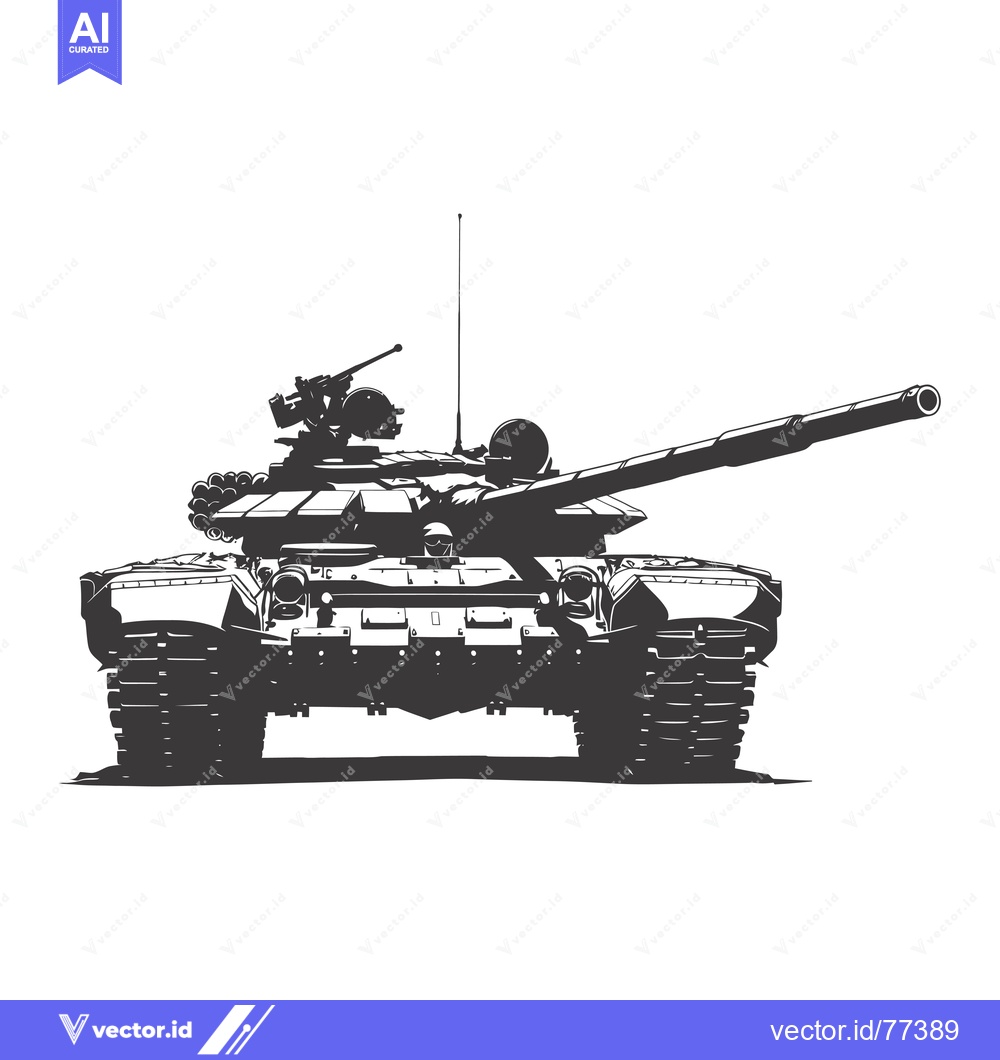 Premium Vector dari Black and white illustration of a Soviet T-72 tank