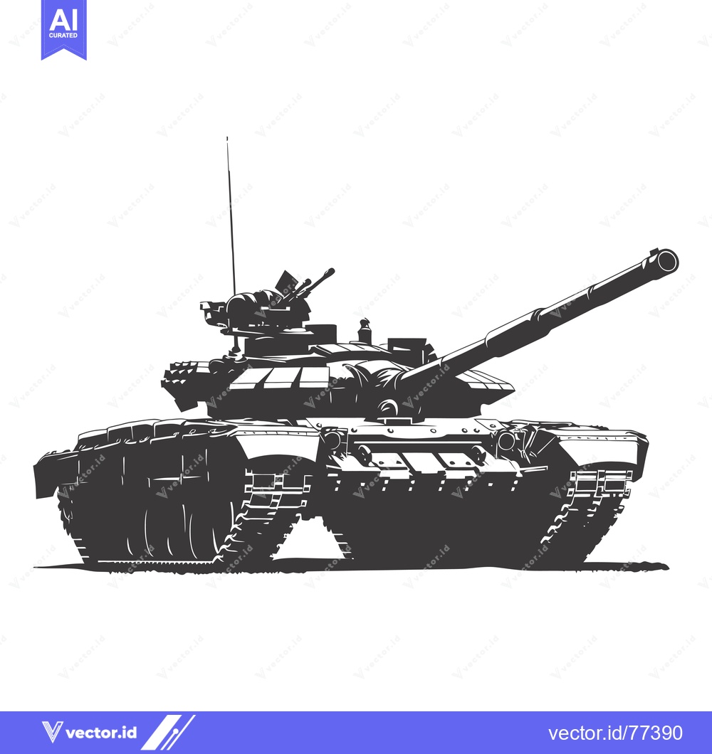 Premium Vector of A Silhouette of a Powerful Military Tank