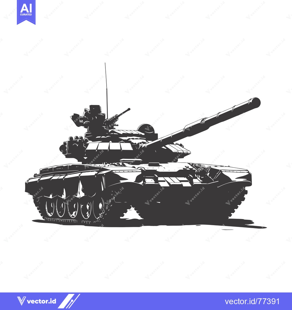 Premium Vector dari A black and white illustration of a military tank with a long barrel