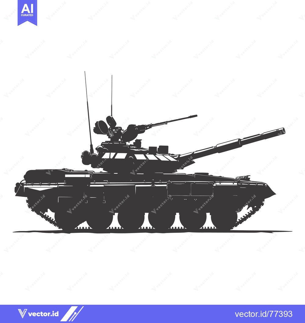 Premium Vector of Silhouette of a Military Tank with a Long Cannon