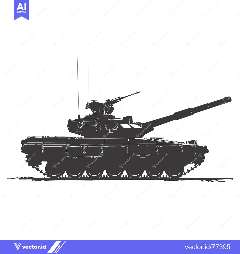 Premium Vector of A Silhouetted Sketch of a Military Tank