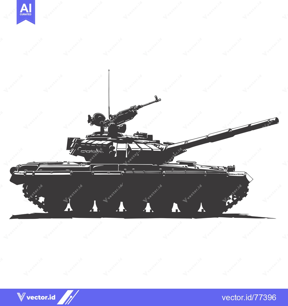 Premium Vector of A Silhouetted Illustration of a Soviet T-72 Tank
