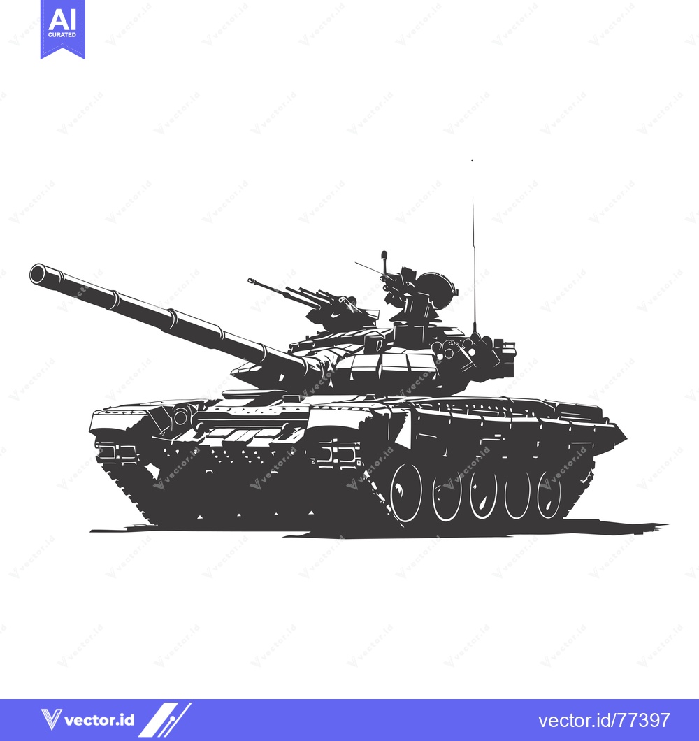 Premium Vector dari Silhouette of a Modern Main Battle Tank with Turret and Cannon