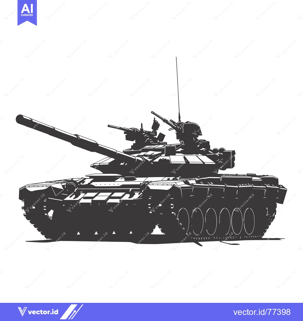 Premium Vector dari Black and White Silhouette of a Military Tank