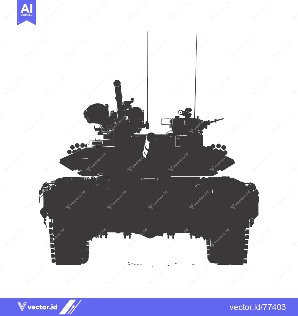 Premium Vector of Black and White Silhouette of a Modern Military Tank