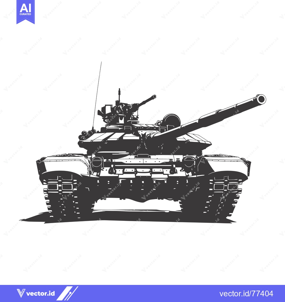 Premium Vector of Black and white silhouette of a military tank