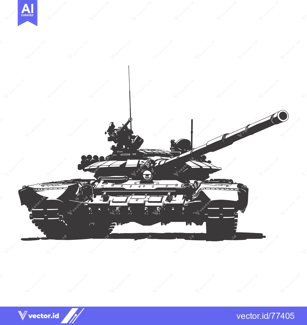 Premium Vector of Black and White Illustration of a Military Tank