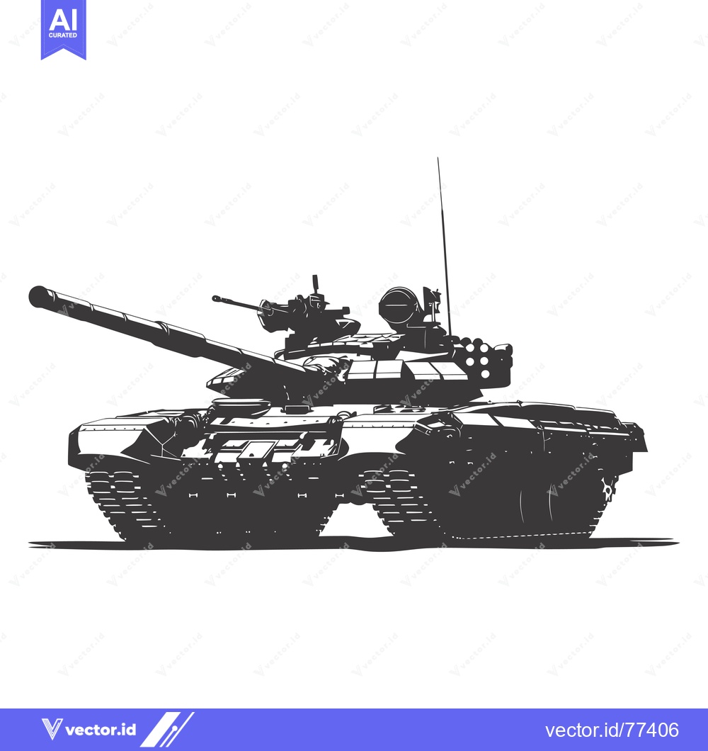 Premium Vector dari A Silhouetted Illustration of a Soviet T-72 Tank