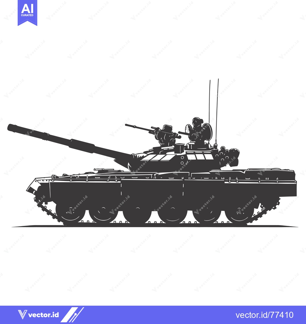 Premium Vector of A Silhouette of a Military Tank with a Long Barrel Gun