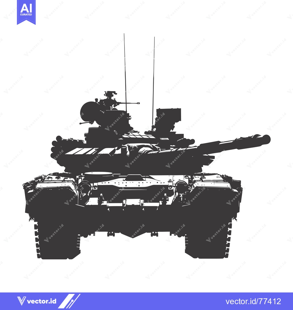 Premium Vector of Silhouette of a Military Tank with a Large Gun